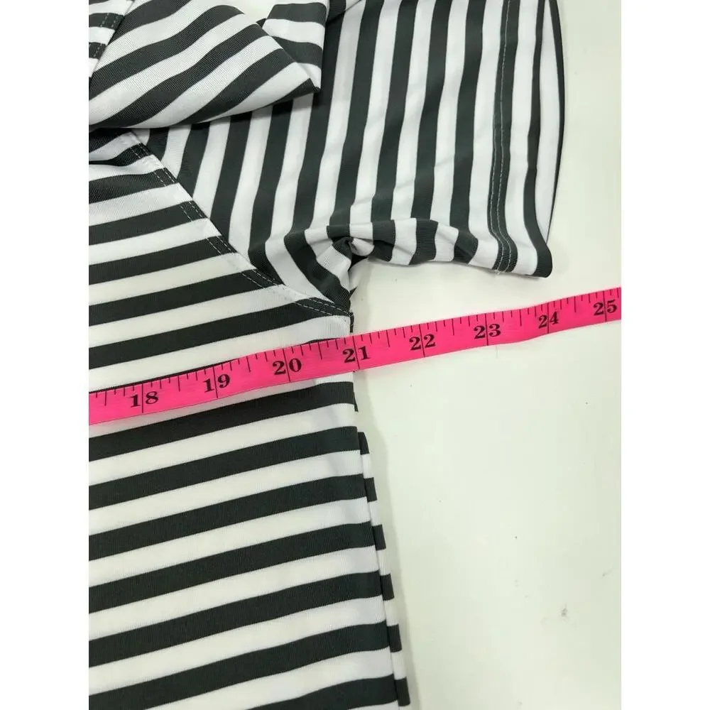 Nike Golf Polo Shirt Men Sz Medium Gray Striped Dri-Fit Performance